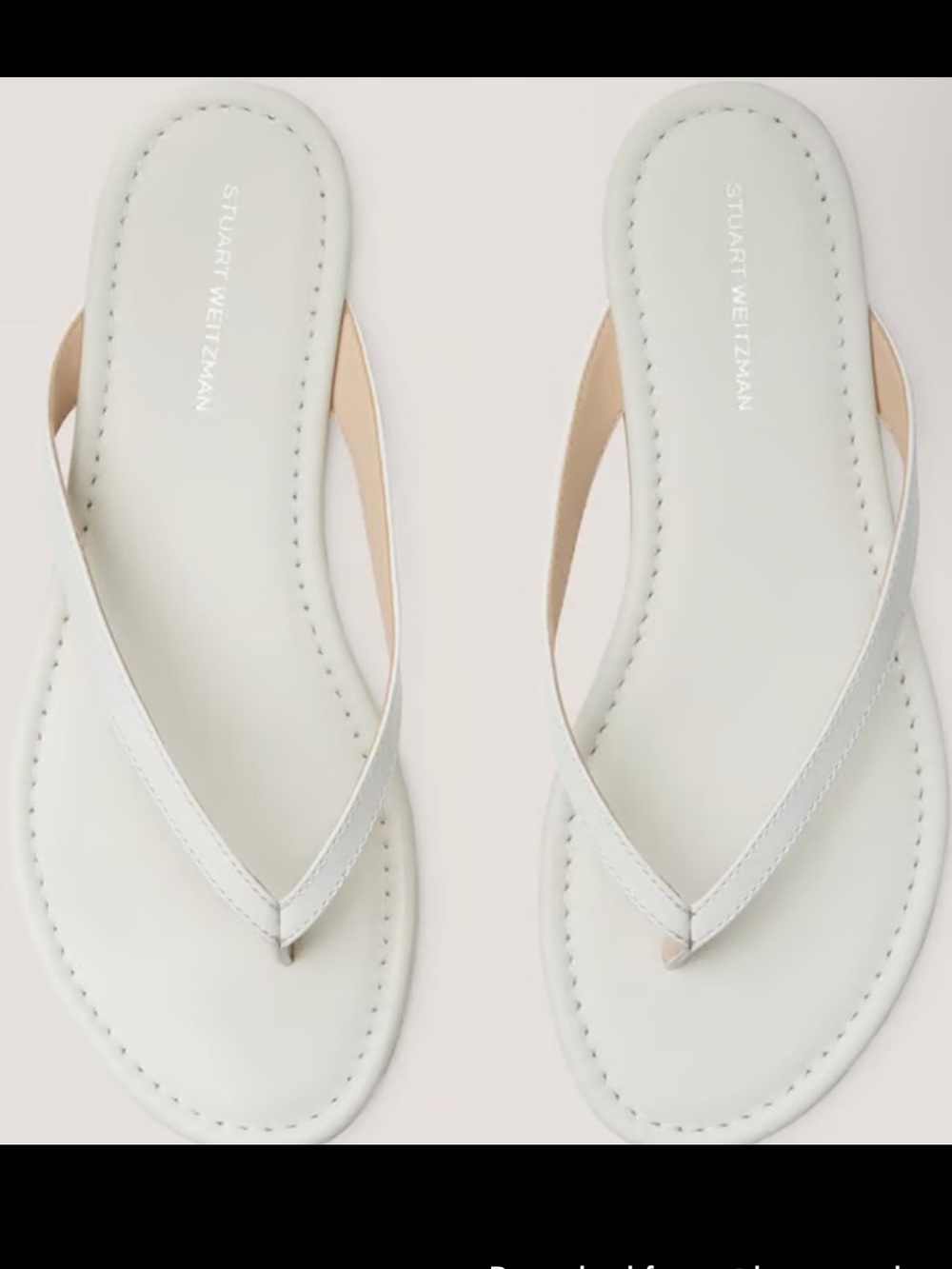 Stuart Weitzman White Leather Thong Sandals
